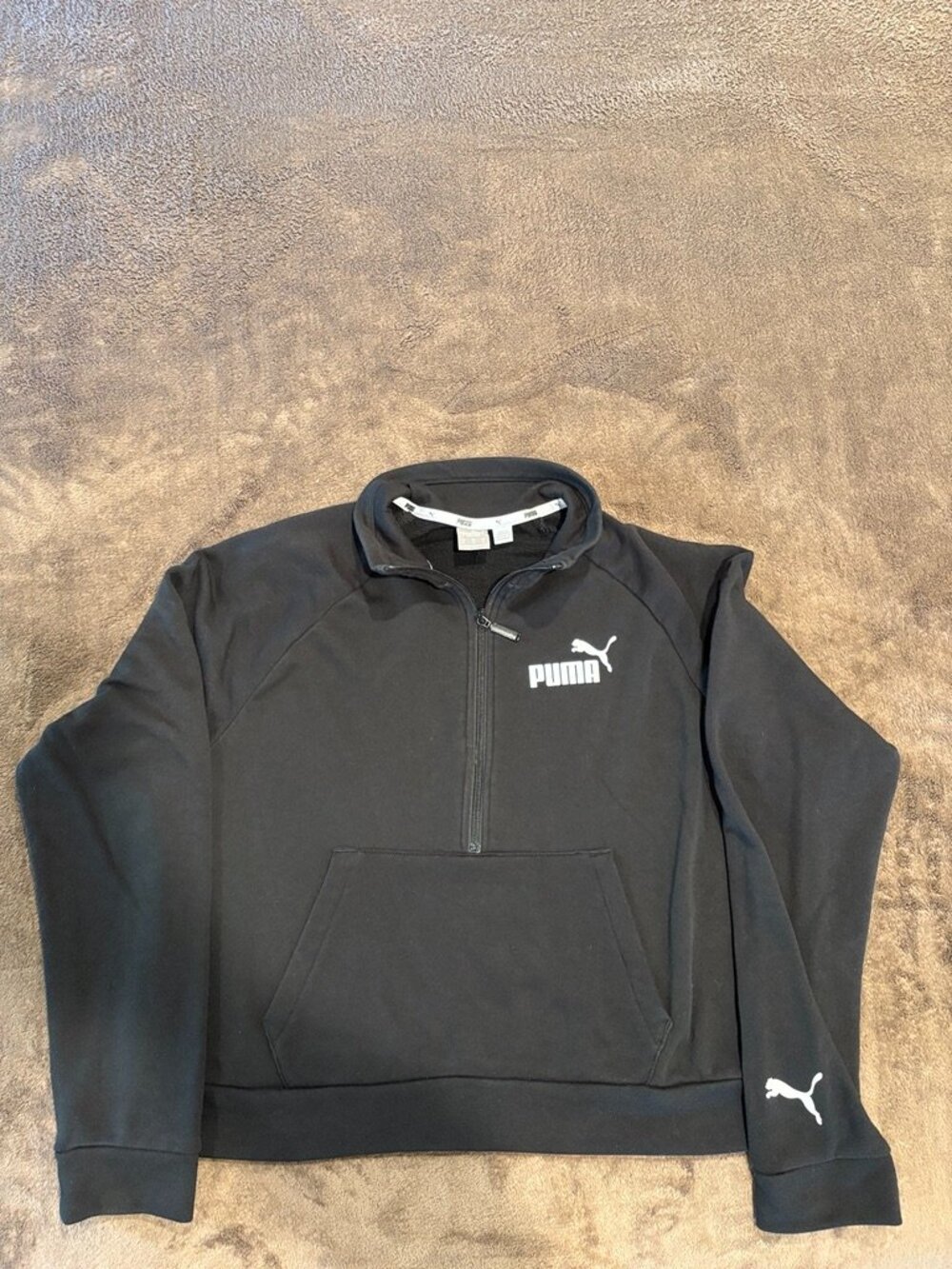 PUMA Essentials Women’s Crop Half Zip Pullover Sweatshirt Black XL
